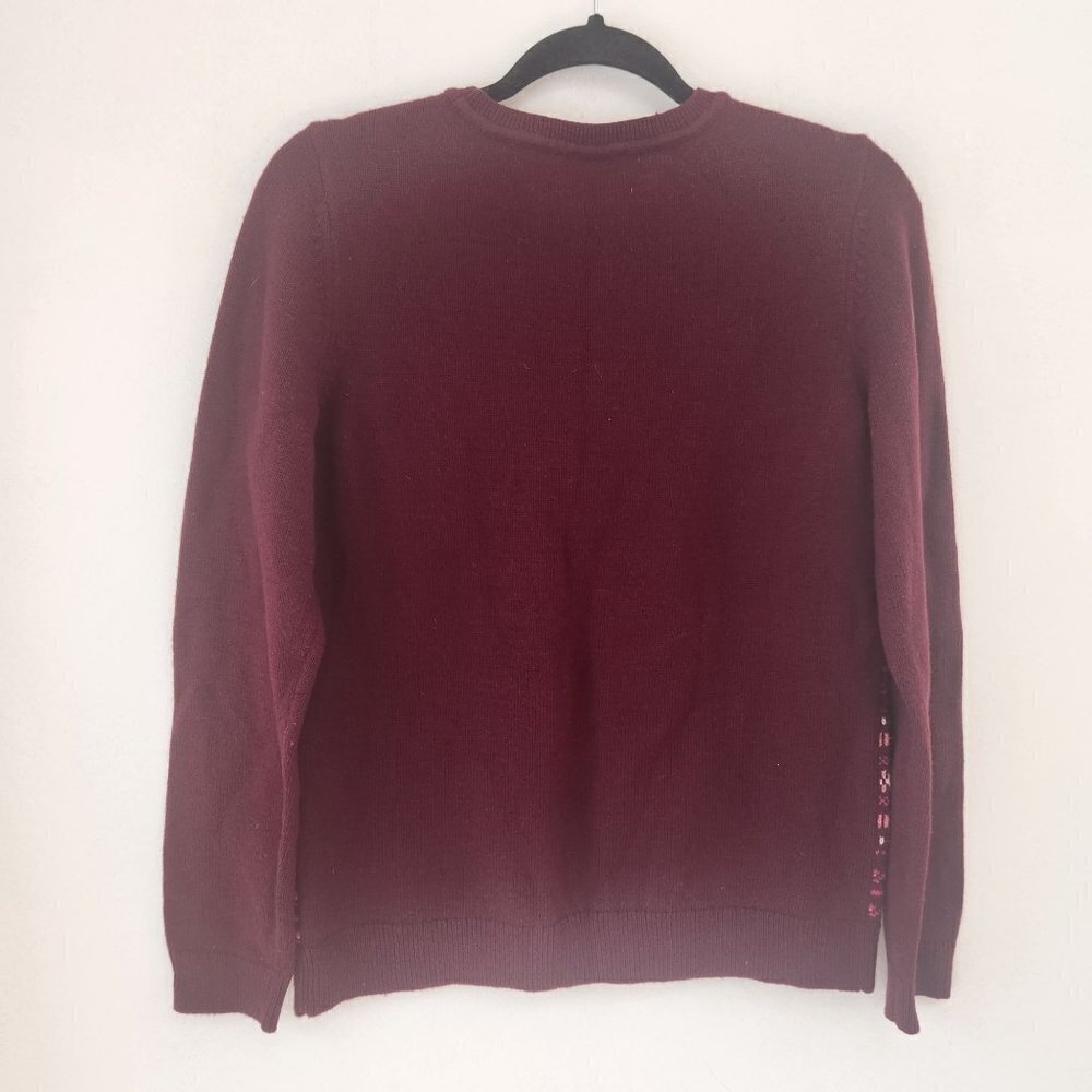 Talbots Wool Blend Sweater Beaded Geometric Maroon Women's Size M - Picture 2 of 7
